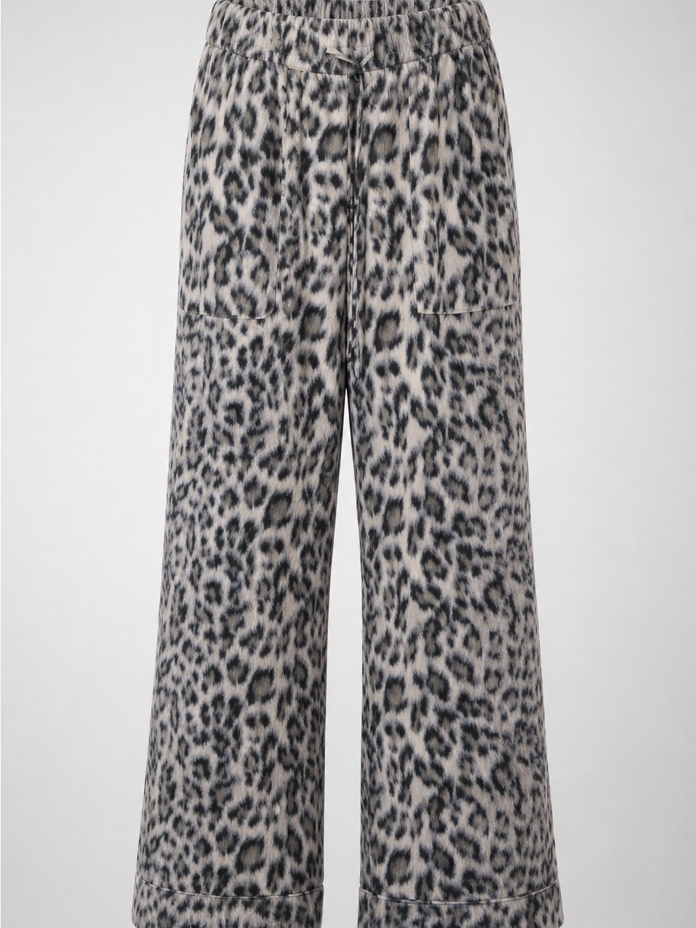Joie Gray and Black Leopard-Print Wide-Leg Pants